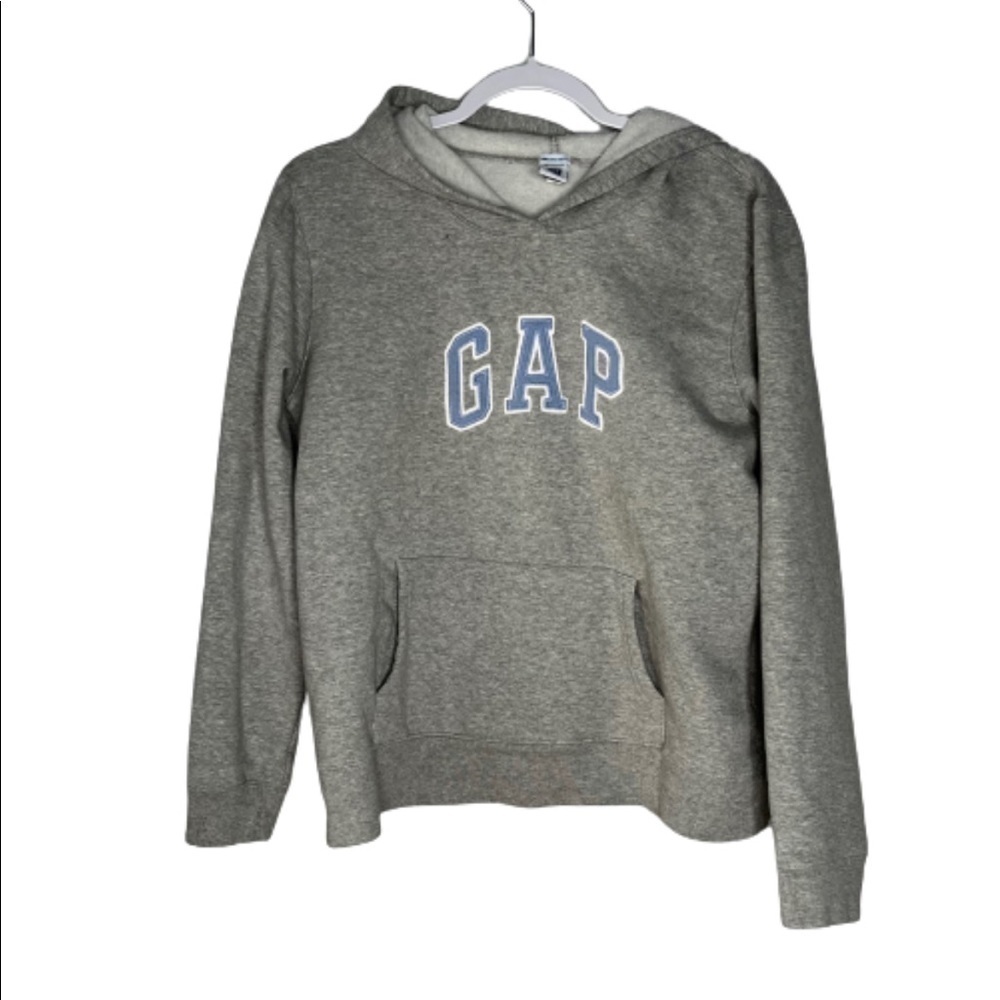 Gap Factory Y2K Spell Out Hoodie Size XL Juniors Gray Blue.